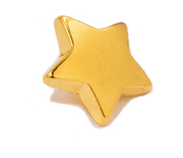 Kids button as a star made of plastic in gold 15 mm 0,59 inch
